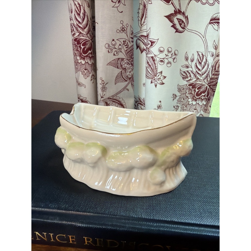 Vintage Belleek Porcelain Rowboat Trinket Dish Coastal Grandma Ireland
